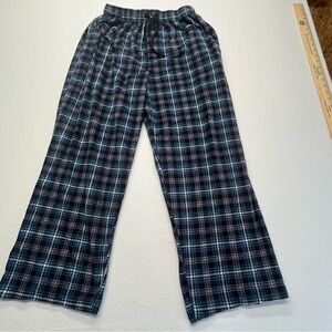 Izod Plaid Pajama Pants Men's Medium Blue Sleepwear Loungewear Pockets Comfy
